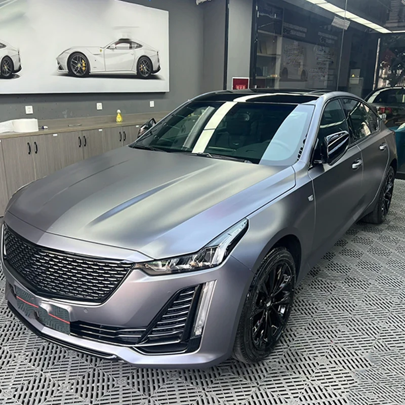 Premium Matte Satin Metallic Grau Vinyl Wrap Film Auto Aufkleber Aufkleber mit Air Release selbstklebend – Detail 1
