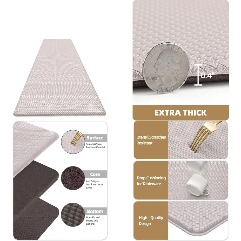 

Коврик для кухни против усталости, 24x71, широкий, легко чистится, водонепроницаемый, противоскользящий, поролоновая резина, цветочный белый цвет