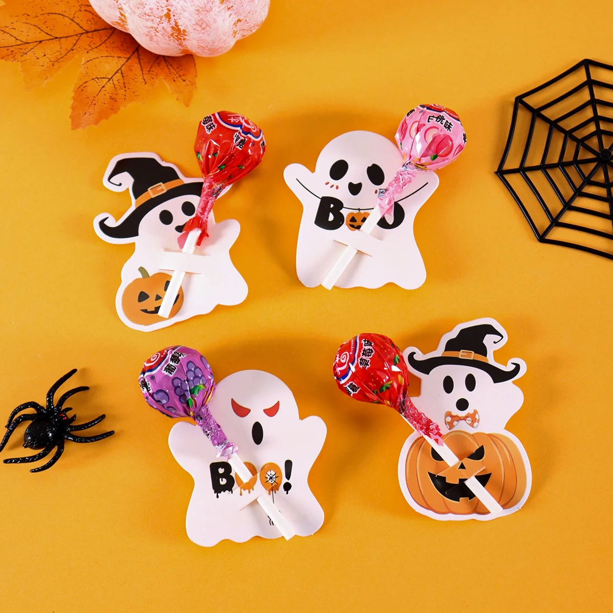 48 Stück Halloween-Lollipop-Papierhalter mit Niedlichem Gruseligem Geister-Design Halloween-Lollipop-Dekorationskarten für Halloween-Party-Zubehör 2026 – Detail 5