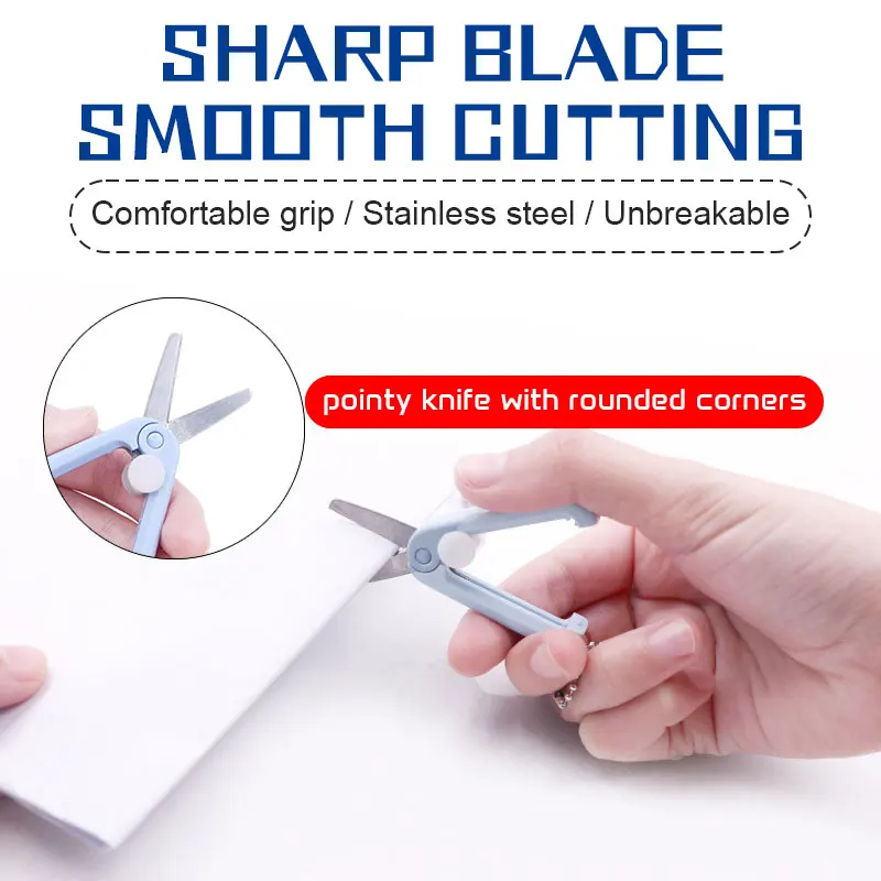 Mini Folding Scissors Portable Retractable Stainless Steel Scissors Multifunctional Cutting Supplies Office School Supplies