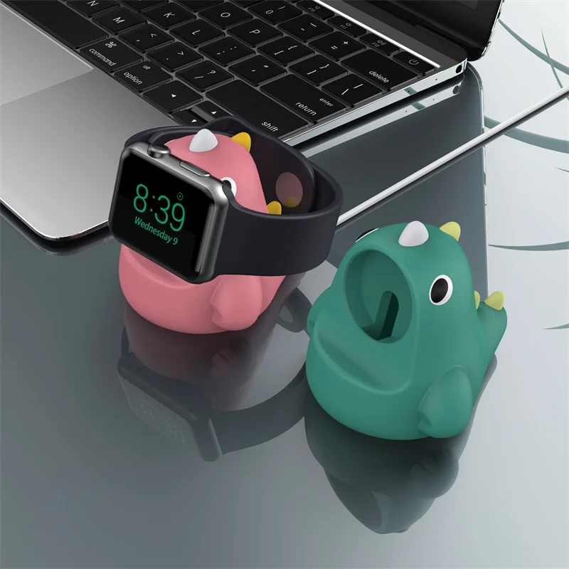 Cartoon Cute Dinosaur Stand For Apple Watch 8 7 SE 6 5 4 3 For IWatch 49mm 41mm Silicone Charging Base Convenient Stand Pedestal