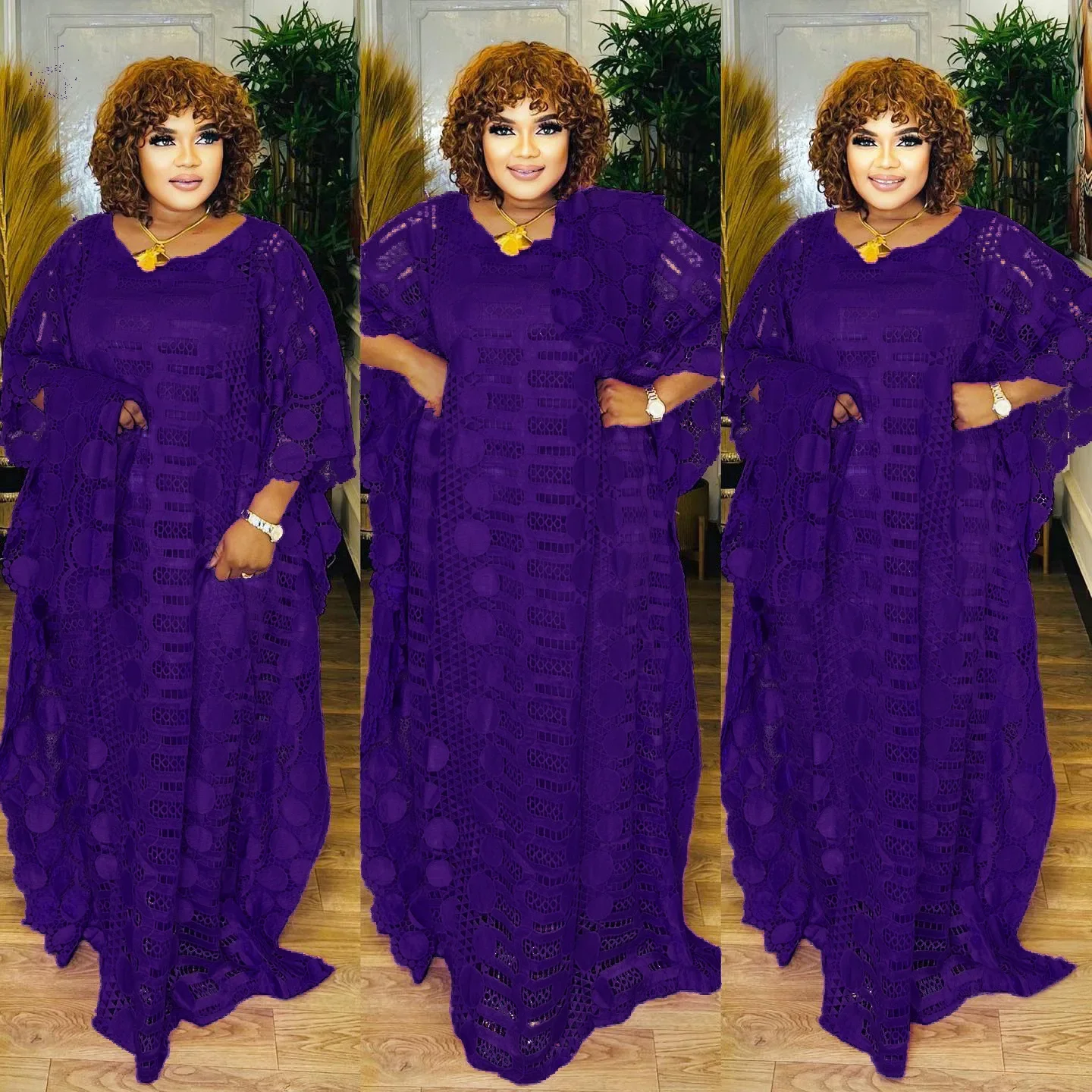 Elegant African Dresses for Women Traditional Dashiki  Fashion Lace Boubou Plus Size Wedding Party Gown Muslim Kaftan Maxi Dress