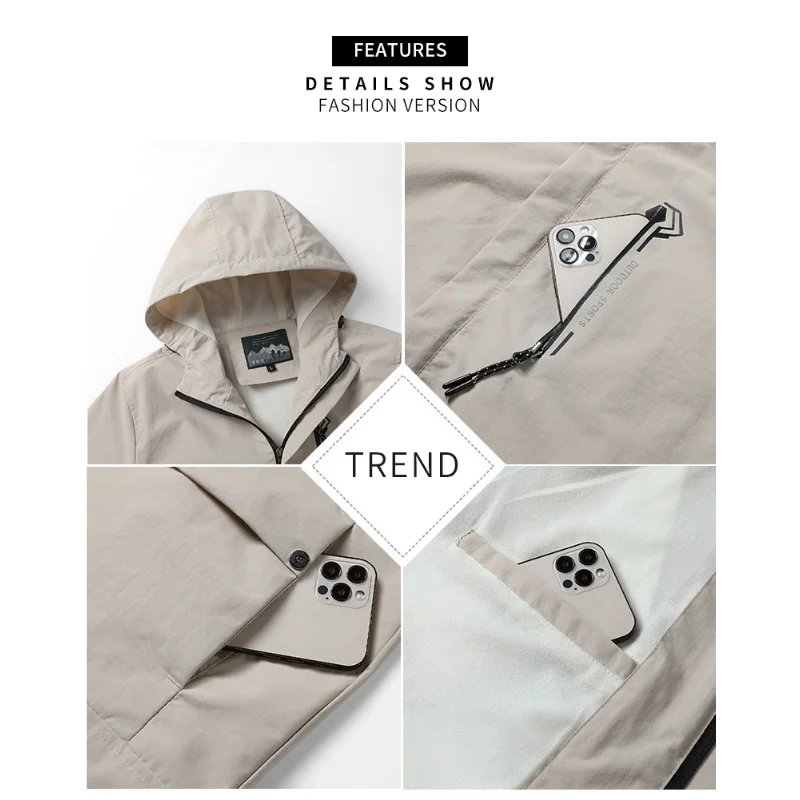 남성용 지퍼 긴팔 가디건 후드 캐주얼 작업 재킷 패션 상의