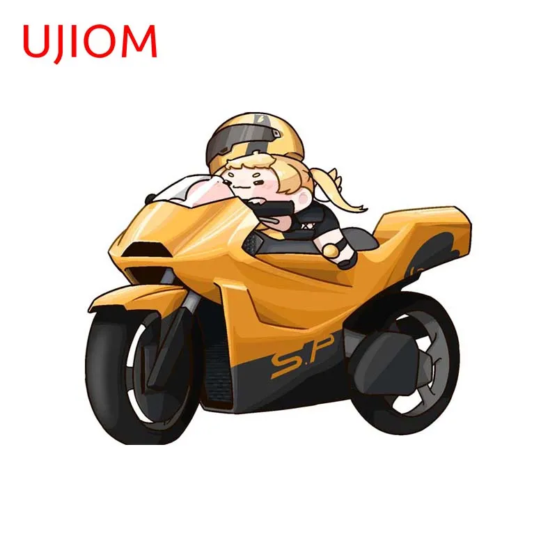 UJIOM Trickcal Cute Ride A Motorcycle Picture Wall Sticker Amusing Premium Design Scratch Proof Vinly Decal Vinyl Material