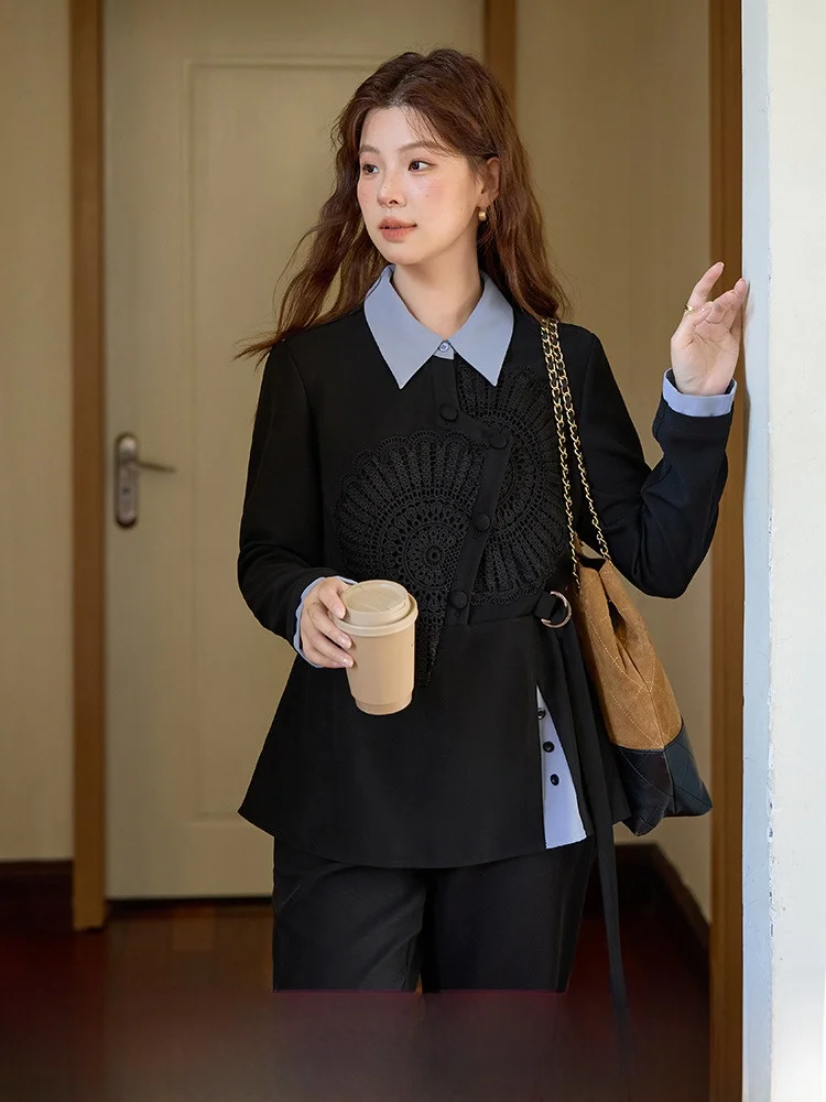 

Смачный комплект для похудения большого размера Ne, широкие брюки, Новое поступление осени, женская одежда, смесь полиэстера и спандекса