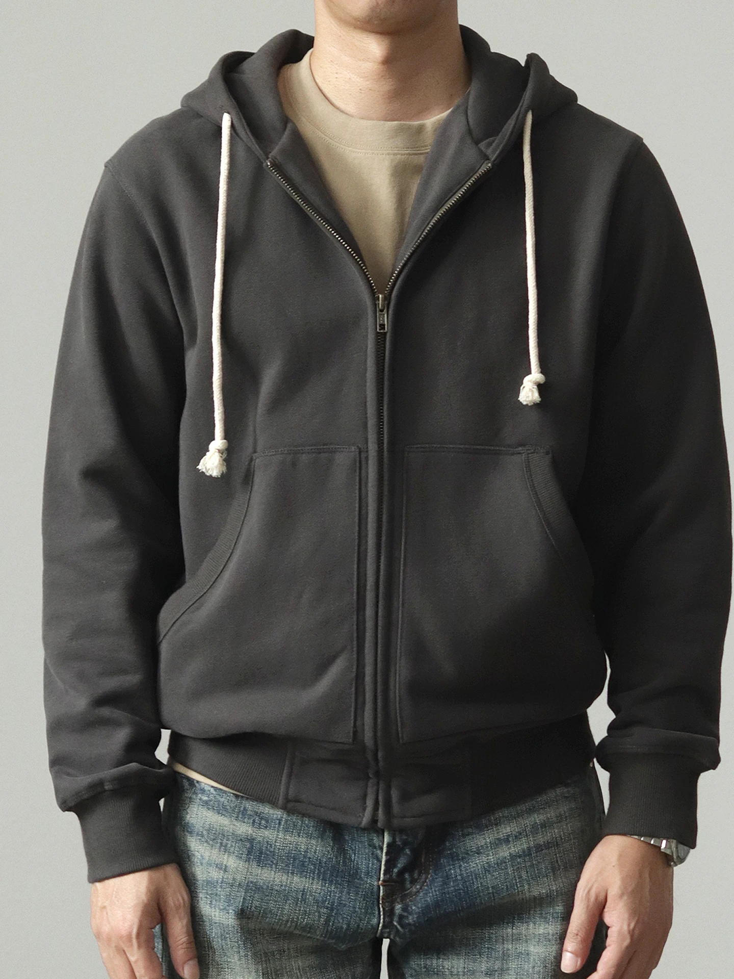 

Тяжелая толстовка на молнии из чистого хлопка, мужская ор, спортивный повседневный кардиган в американском стиле ретро Jaet Thiened Long Sve, пальто с капюшоном