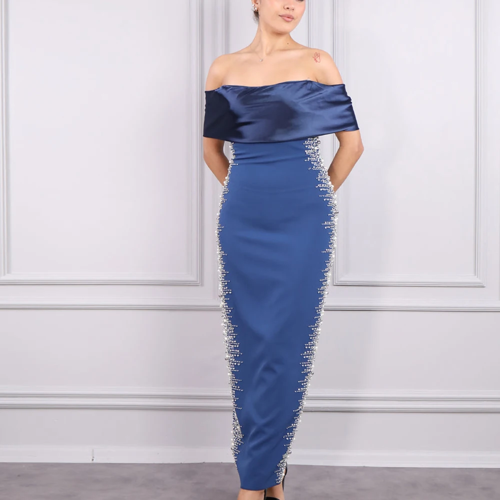 Elegant Luxury Evening Dress 2024 Saudi Arabia Evening Gowns Off the Shoulder Straight Zipper Back Back Silt Quinceanera Dress
