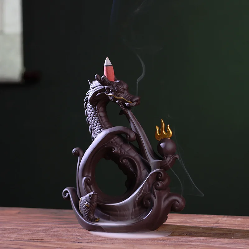 Dragon backflow incense burner ceramic smoke incense burner creative incense ornaments home decoration supplies