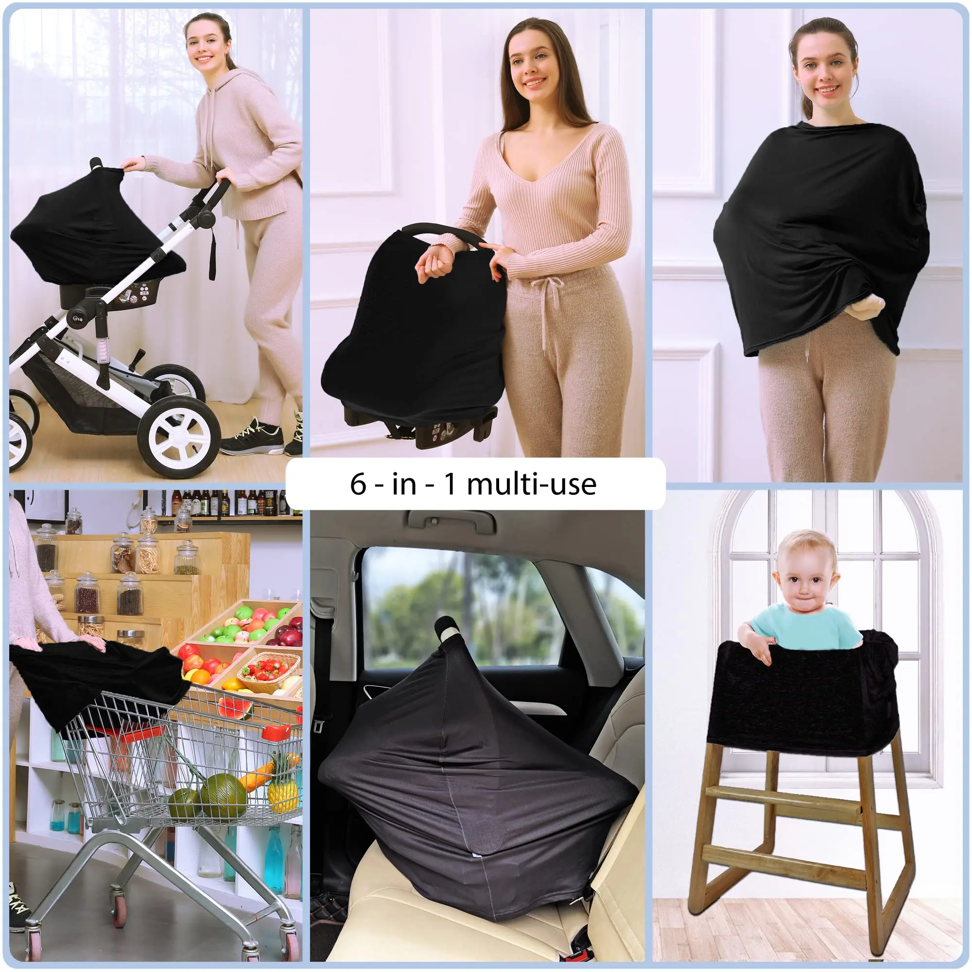 Car Seat Covers for Babies - Multi- use Nursing Carseat Canopy, Breastfeeding Covers, Baby Shower Gifts for Boys and Girls