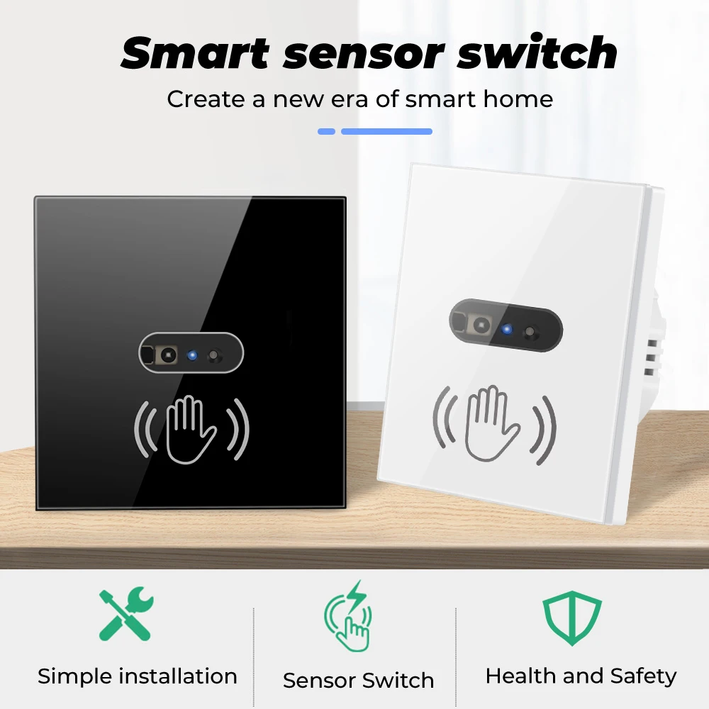 Szaoju Wall Smart Light Switch sensore a infrarossi non c\' è bisogno di toccare EU US 220V 110V pannello dello schermo in vetro alimentazione