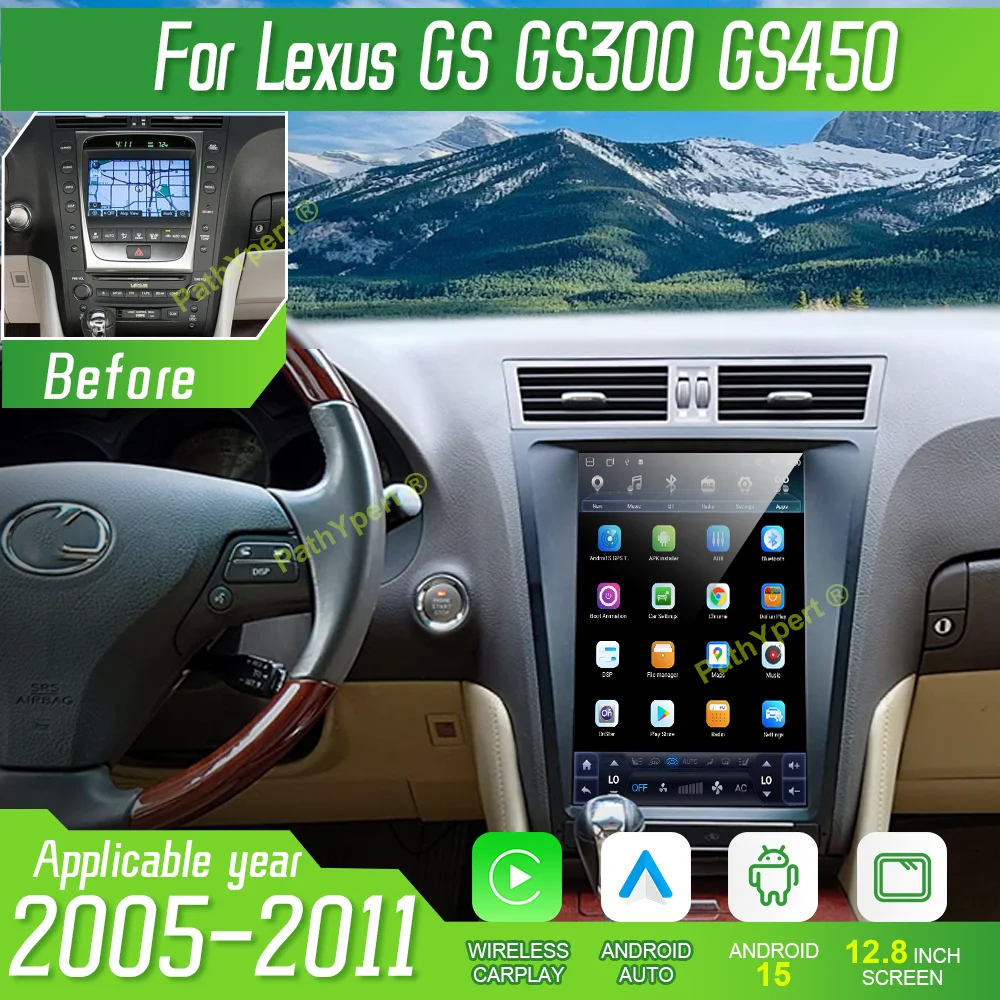 

12.8''Android 15 For Lexus GS GS300 GS450 2005-2011 Wireless Carplay Auto Multimedia Player Car Radio With GPS Navigation BT FM