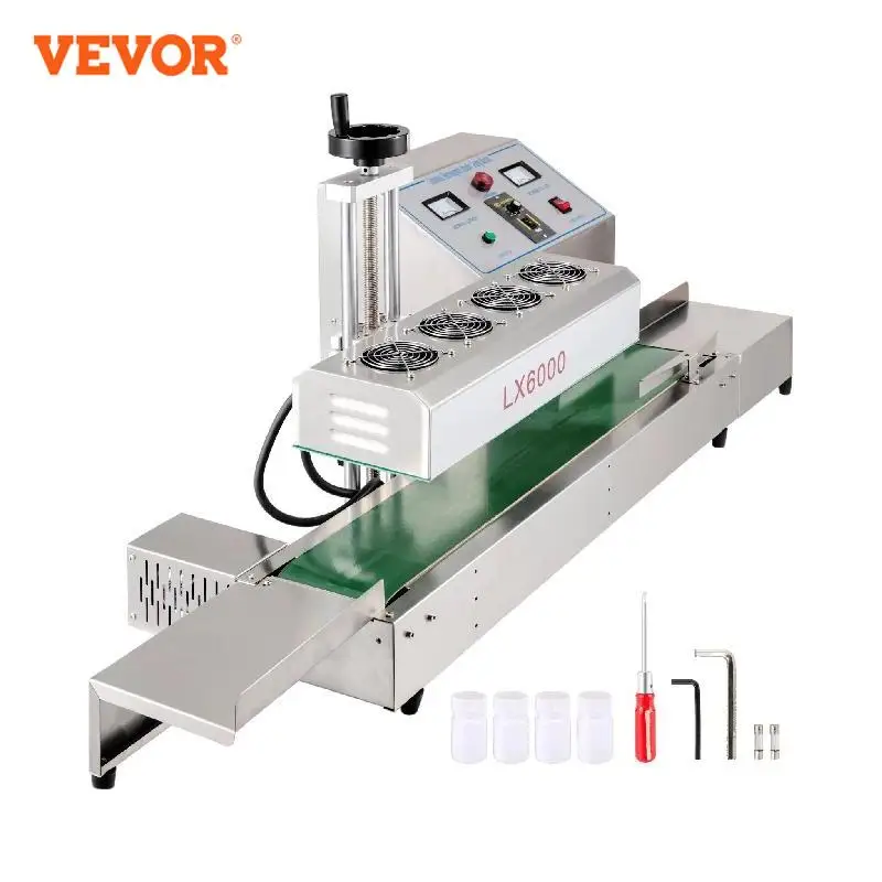 VEVOR 110V Induction Bottle Sealer LX-6000 Cap Diameter 0.8-3.1 Inch Continuous Heat Sealing Machine for 80-300mm Bottles