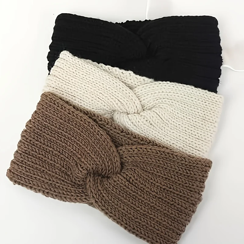 3/1 Stück gestricktes Stirnband mit Gehörschutz, modischer und warmer Haarschmuck für Herbst und Winter – Detail 1