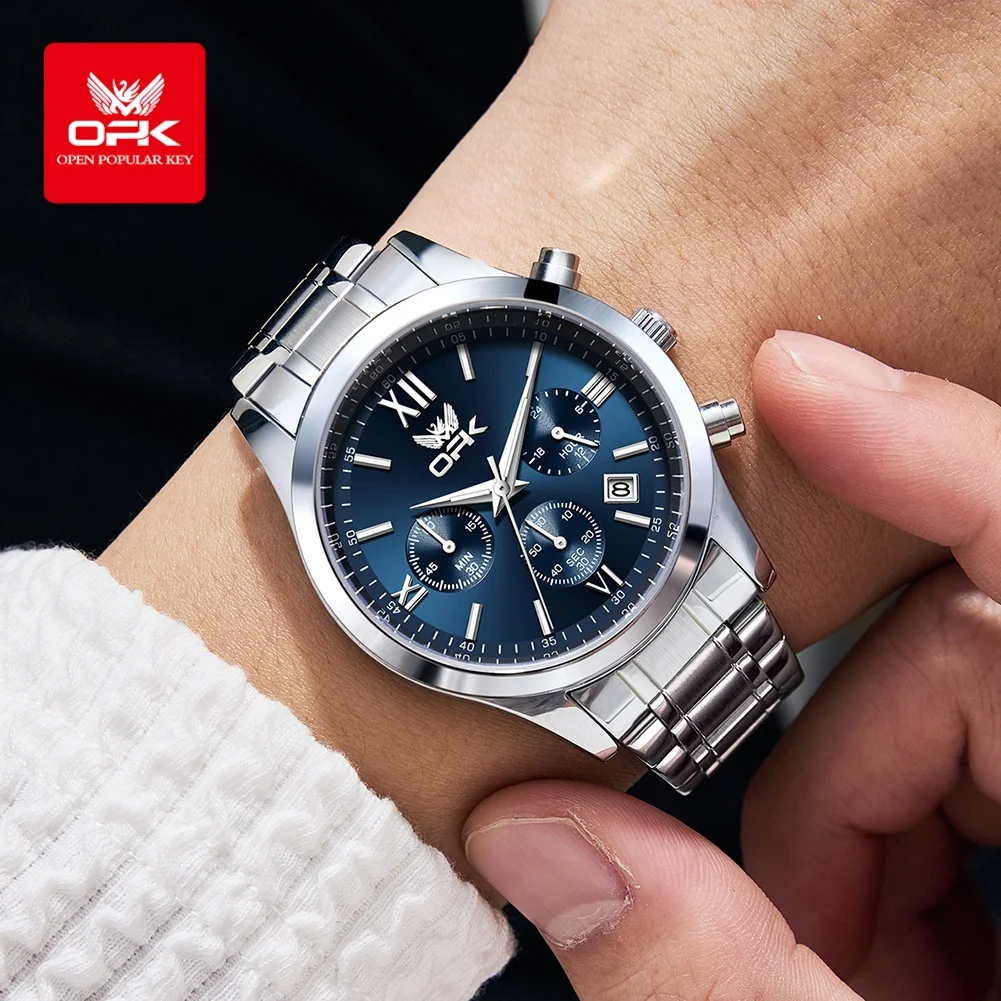 OPK 6052 ساعة رجالي تاريخ تلقائي سوار فولاذي غير قابل للصدأ ساعات رجالية عالية الجودة #3