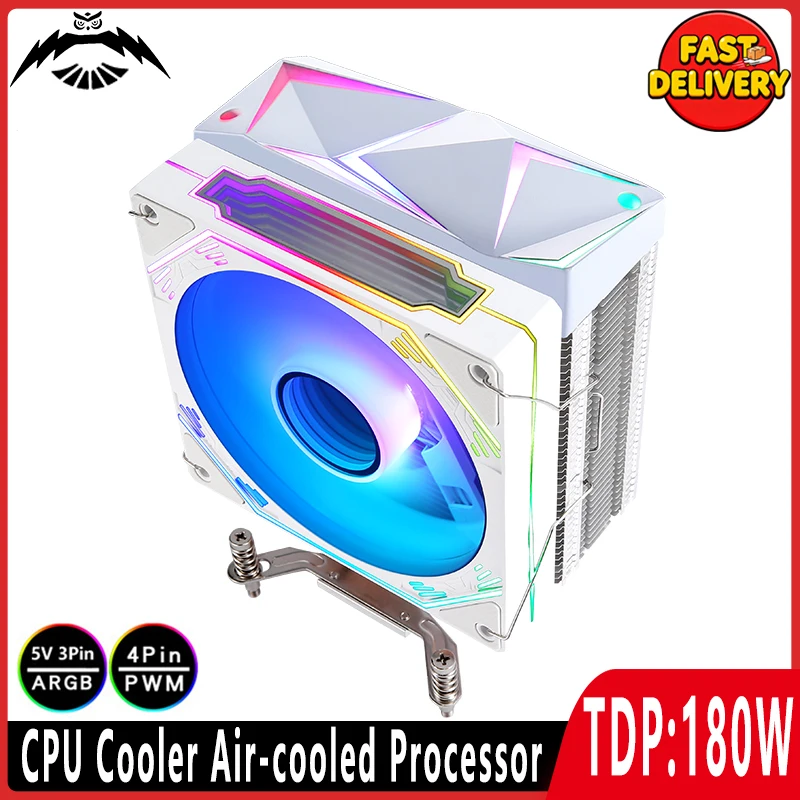 Powerful PC Cooling x99Processor CPU Cooler Fan 120mm 4pin PWM Intelligent Temperature Control RGB Light Effect Compatible Intel