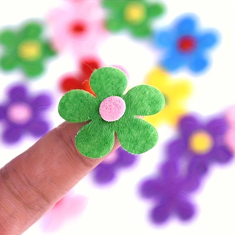 

100pcs Colorful Felt Flowers DIY Flower Material Pack for Fabric Handicrafts DIY Projects Classroom Decoration