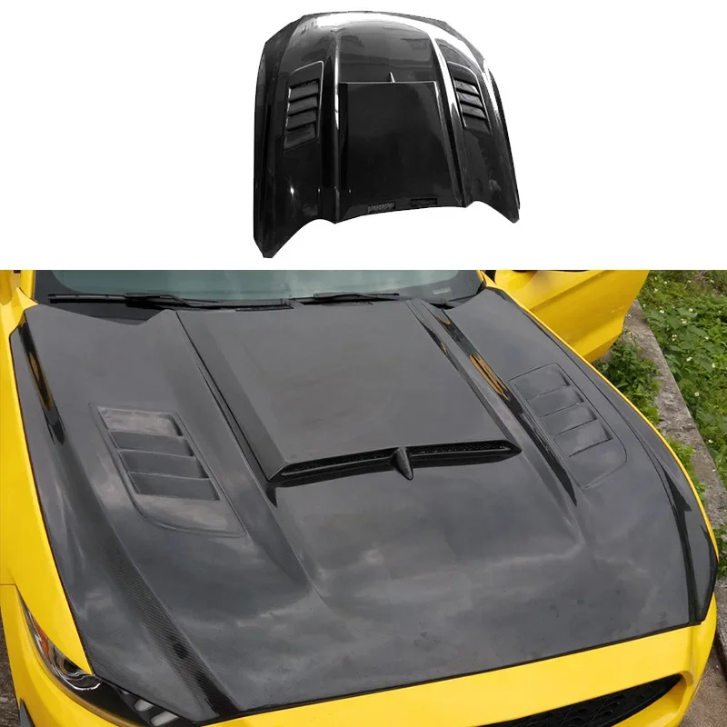 Car Carbon Fiber Fibre Front Bonnet Engine Hood Vented for Mustang 2015-2017