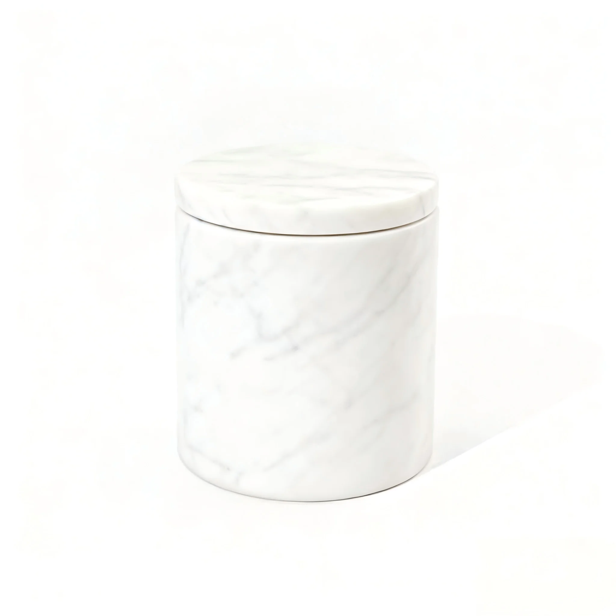 

Круглая банка для хранения из мрамора Каррара с крышкой, органайзер для ванной комнаты из натурального камня для ватных палочек и кистей для макияжа, акцент для домашнего декора