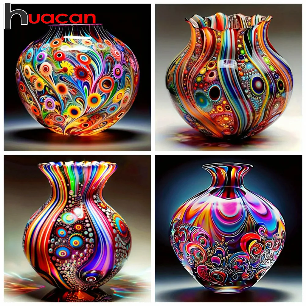 Huacan New 2024 Diamond Painting Vase New Arrivals Diamond Mosaic Rhinestones Picture Home Decor Art Cross Stitch Kit