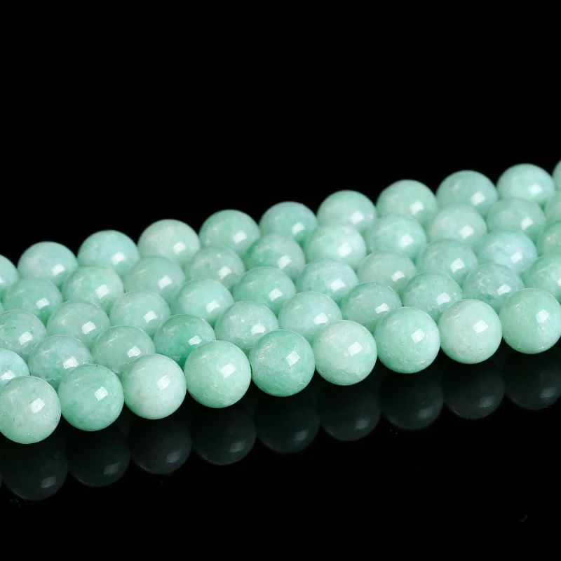 1 ستراند الحجر الطبيعي ميانمار حبة اليشم الجولة فضفاض خزر عازل DIY بها بنفسك صنع المجوهرات قلادة سوار مجوهرات الإكسسوار 15"