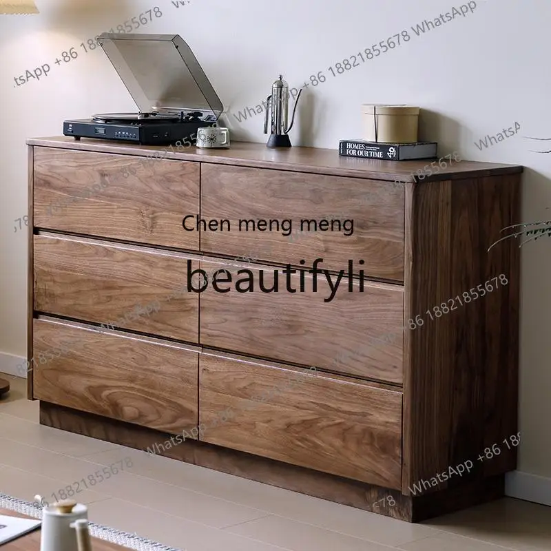 

Hot sales All solid wood North American black walnut six-chest cabinet living room porch cabinet drawer locker