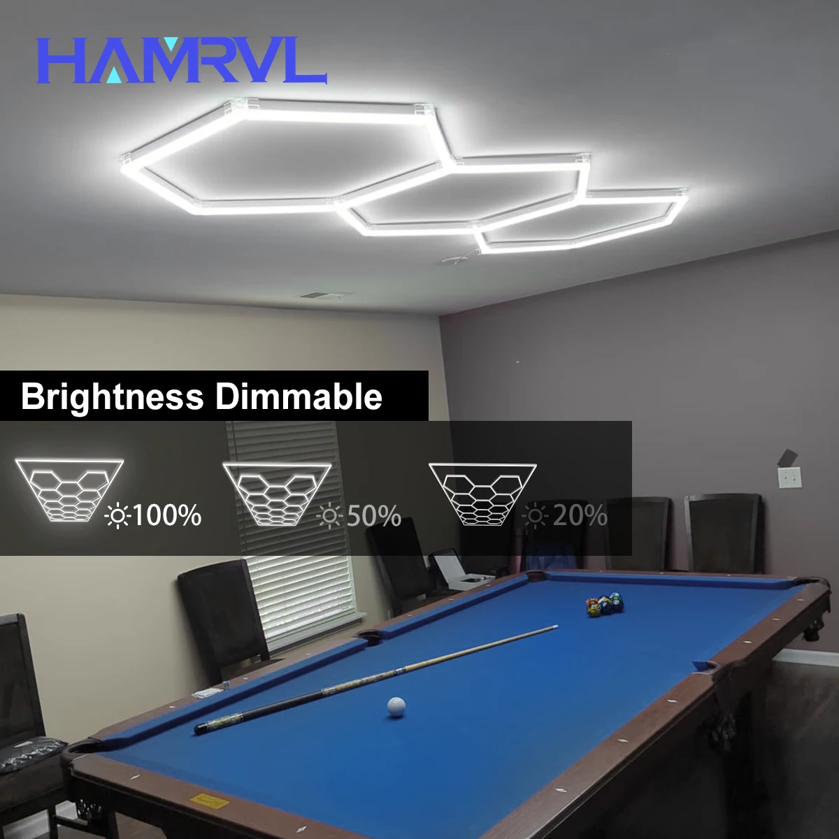 Dimmable Hexagon Led Lights Lamp 110V-220V 6500K Honeycomb LED Ceiling Light for Gym Barbershop Auto Car Detailing Lighting