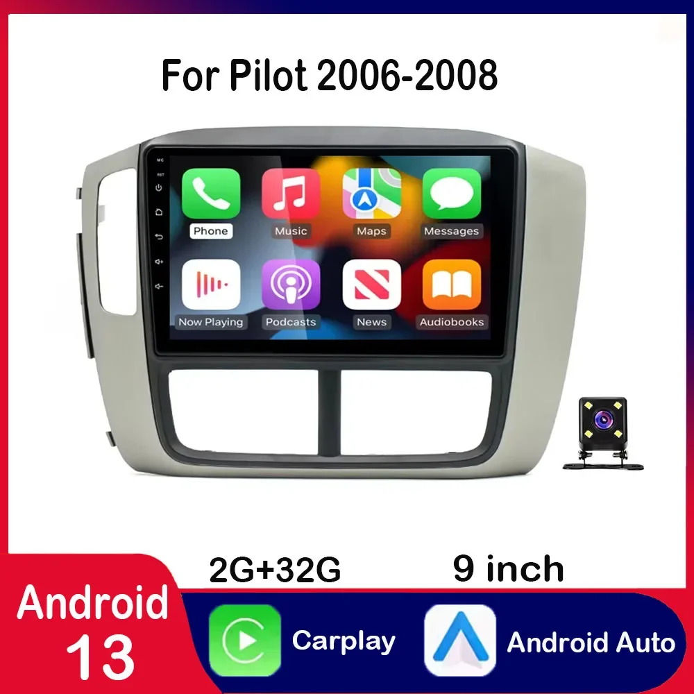 

9-дюймовый автомобильный стерео радиоприемник Car-play GPS Wi-Fi, совместимый для пилота 2006-2008 Android 13