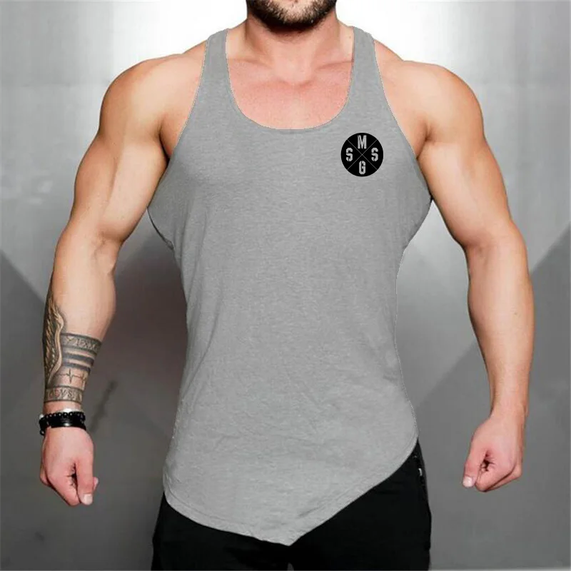 

New Mens GYM Bodybuilding Stringer Sleeveless Tees Fitness Men Print T-Shirt Sports Vest Cotton Muscle Tank Top Workout Singlet