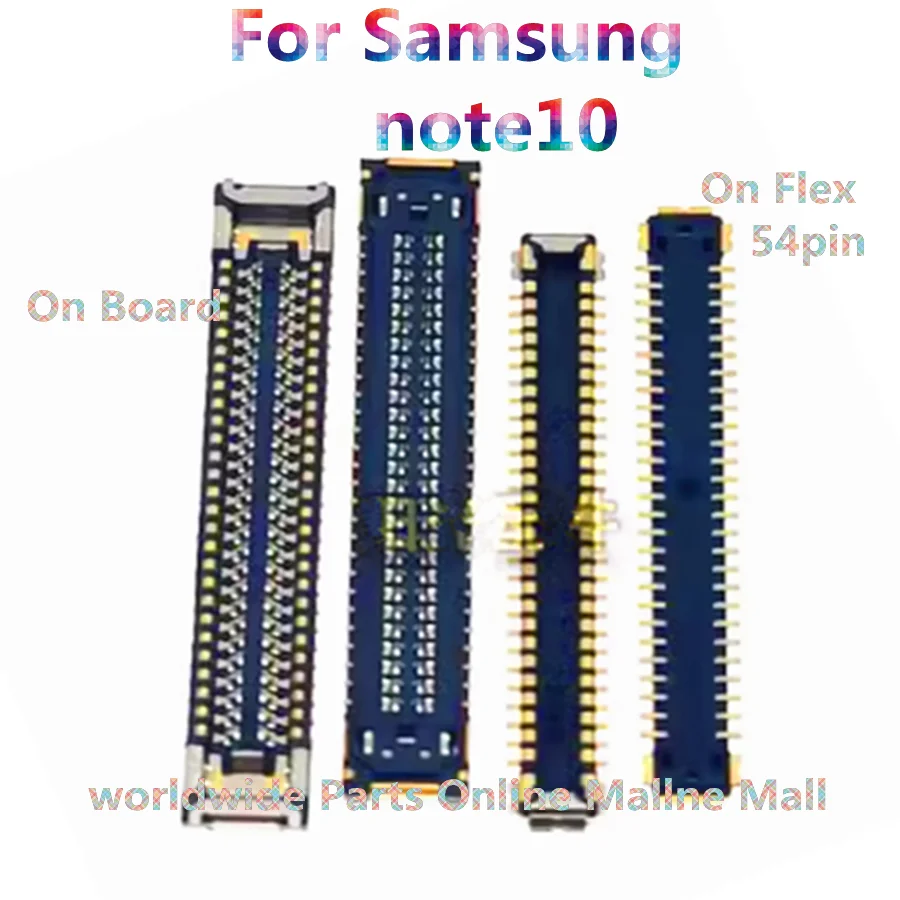 10pcs-100pcs For Samsung note10 LCD screen rear socket motherboard cable connection buckle FPC connector On Board Flex 54pin