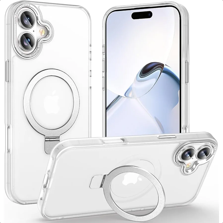 

Magnetic for iPhone 17 Case with Ring Stand [10 FT Drop Protection] [Veety Touch] Slim Translucent Matte Back Shockproof Phone