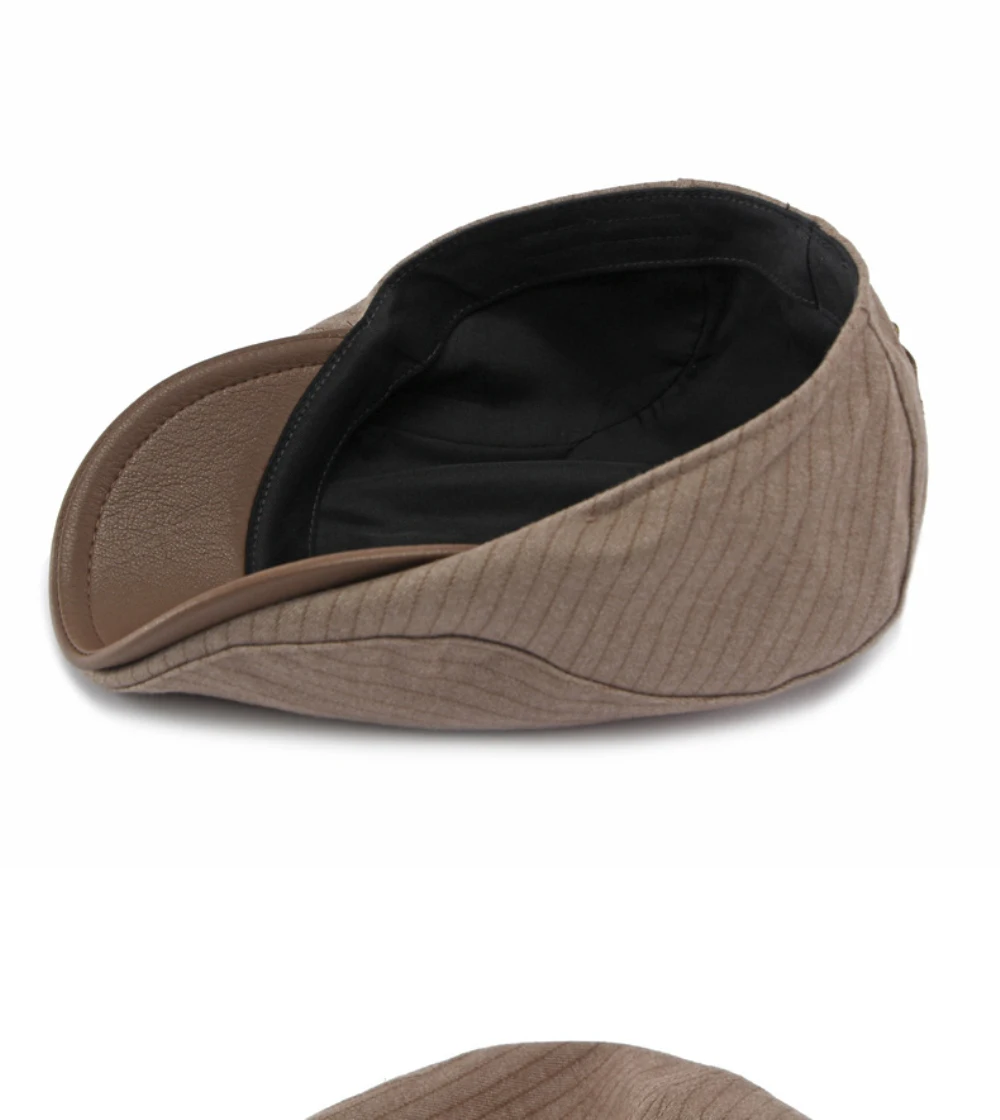 HT5156 Baskenmützen für Männer und Frauen, PU-Besatz, Künstler-Malermütze, Unisex Ivy Flachmütze, 2026 Neue Gestreifte Herbst-Winter-Baskenmützen – Detail 11