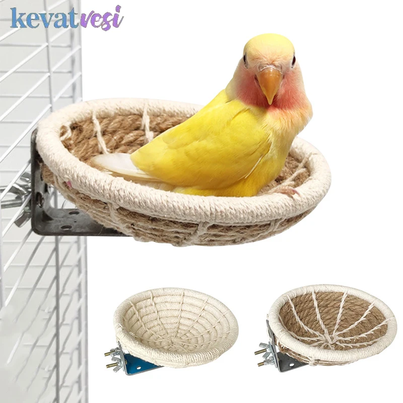 

Hanging Birds Nest Straw Bird Cage Natural Pigeon House Parrot Nest Round Pet Nest for Birds Small Animal Nest Cage Accessories