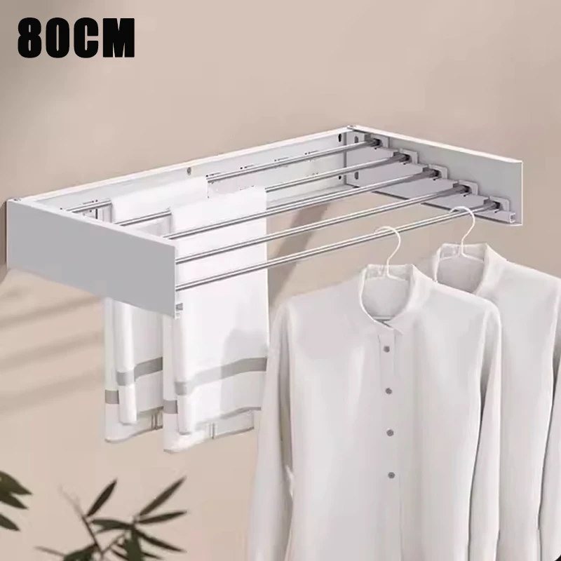 Invisible Retractable Clothes Rack Bathroom Bathroom Towel Rack Bathroom Towel Rack Balcony Folding Wall Mounted Drying Racks