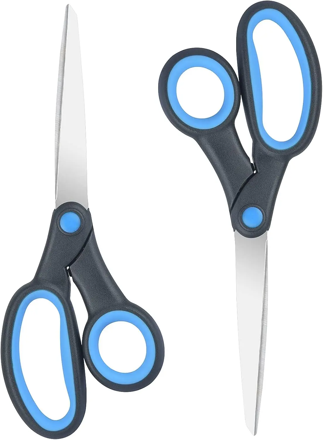 Left Handed Scissors for Adults  Student, 8 Inch Lefty Stainless Steel  Blade Soft Comfort- Handles Blunt Scissors, 2-Pack, Blac