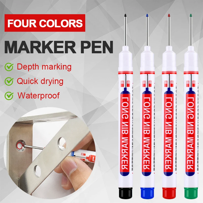 Long Nib Head Markers 20mm Deep Hole Nib Permanent Markers For Metal Perforating Pen Waterproof Bathroom Woodworking Decor