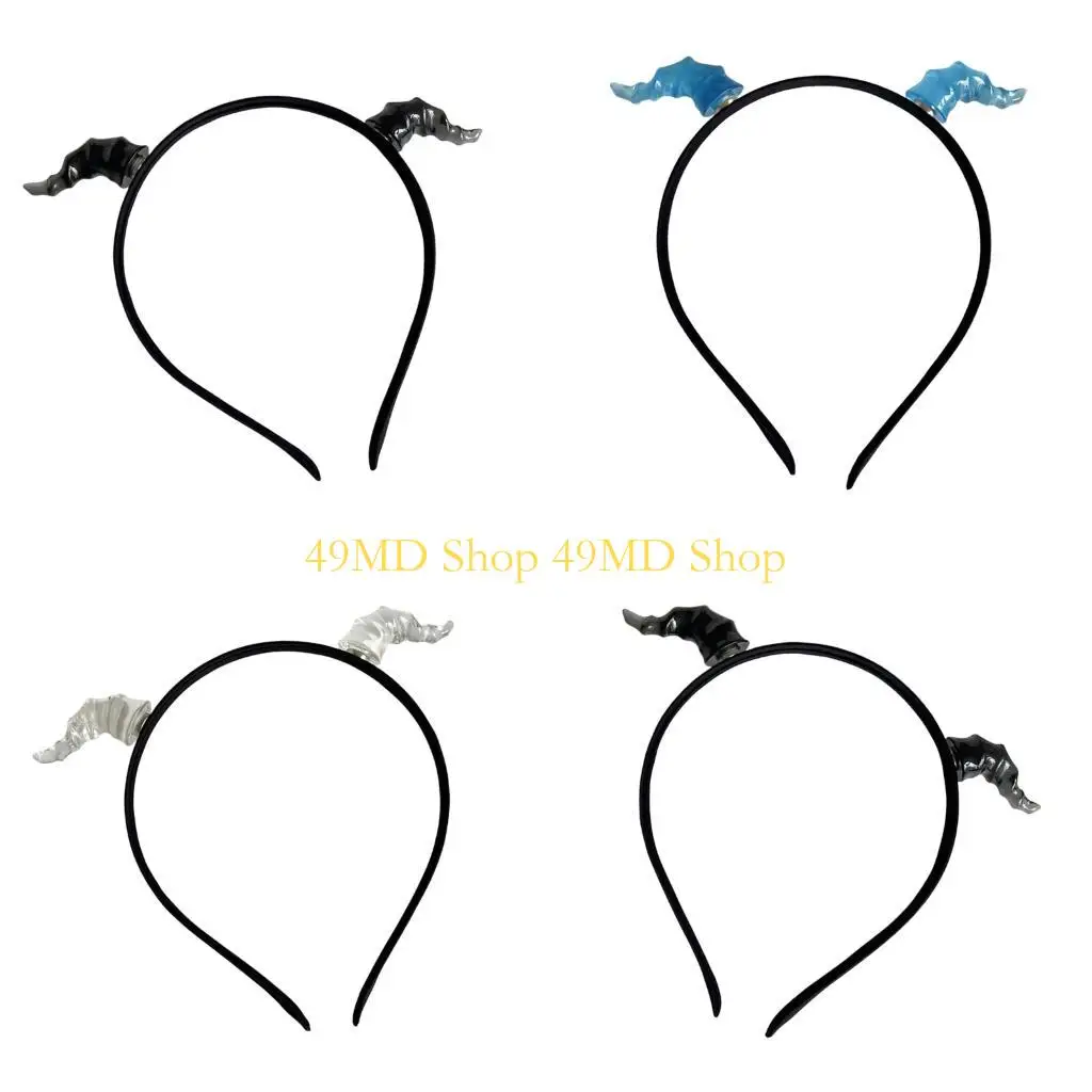 

49MD Children COSPLAY Devil Hairband Animal Horn for Carnivals Party Handmade Dark Horn Party Costume Devil