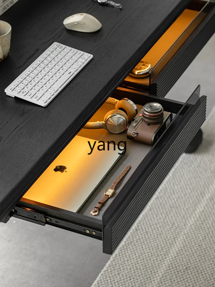 Yjq Lifting Desk Solid Wood Black Study Double Ash Computer Electric Smart Study Table