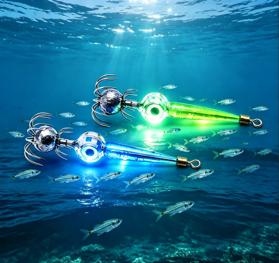 Anzuelos LED para calamar con peso de plomo y luz RGB - imagen 5