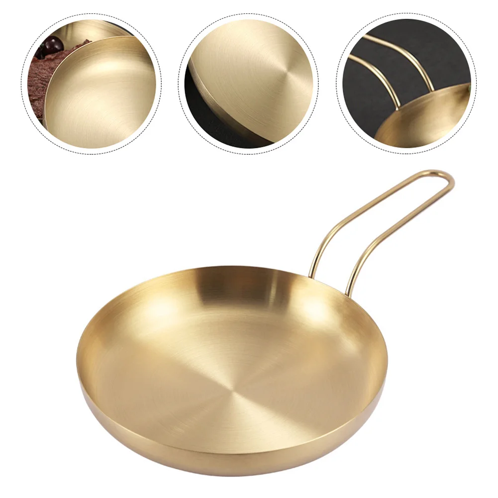 

1pc Stainless Steel Handle Plate 18cm，20cm Gold Commercial Household For Western Style Steak Dessert Round Dish With Handle