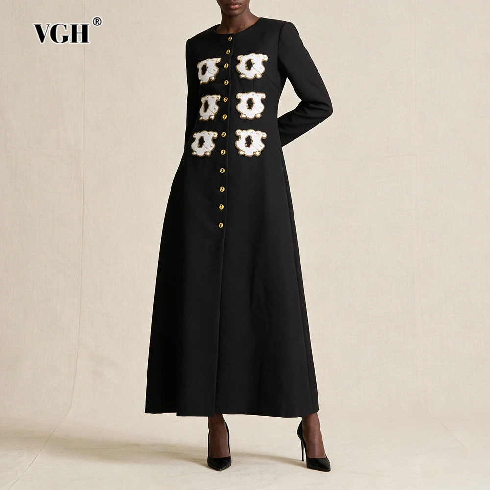 

VGH: Новые модные женские куртки с круглым вырезом, длинными рукавами и пуговицами, осенние, элегантные, для стройного силуэта