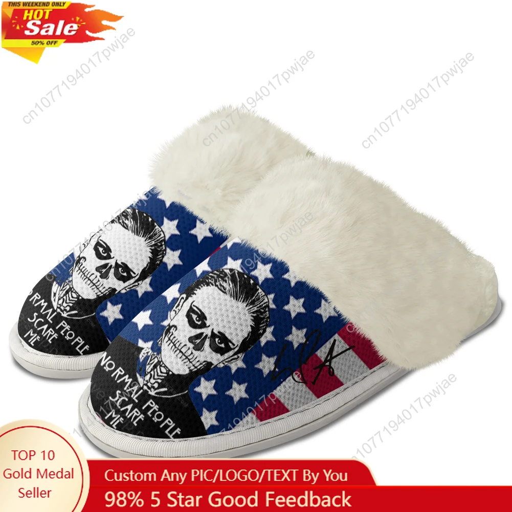 

Evan Peters Actor Plush Slippers Keep Warm Shoes Mens Womens Home Cotton Bedroom Lightweight Warm Slipper Custom Shoes