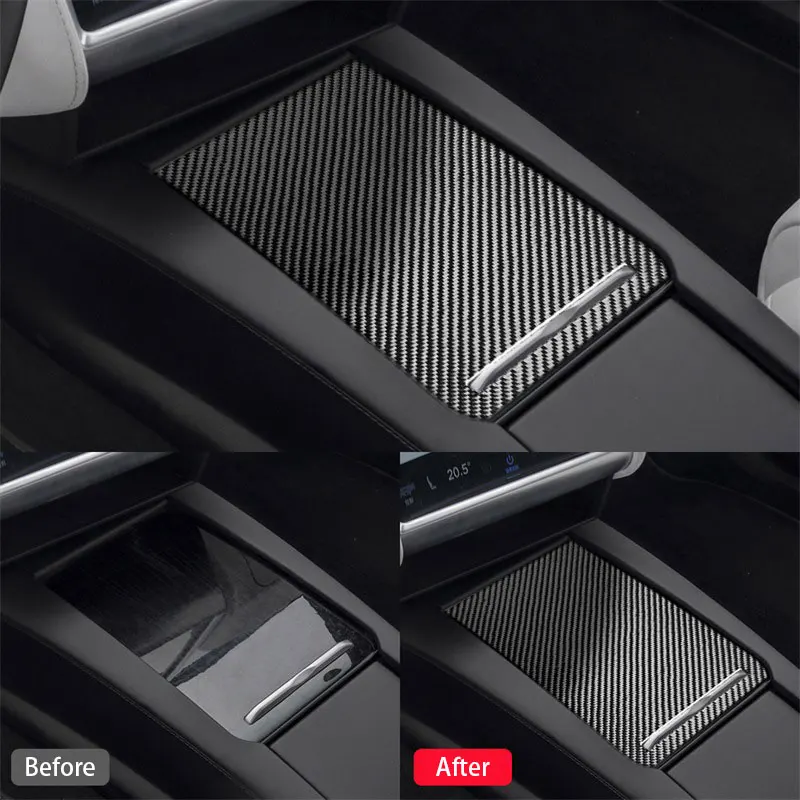 

Center Carbon Fiber Trim For Tesla Model X S Console Storage Box Protective Sticker Automotive interior Scratch Resistance