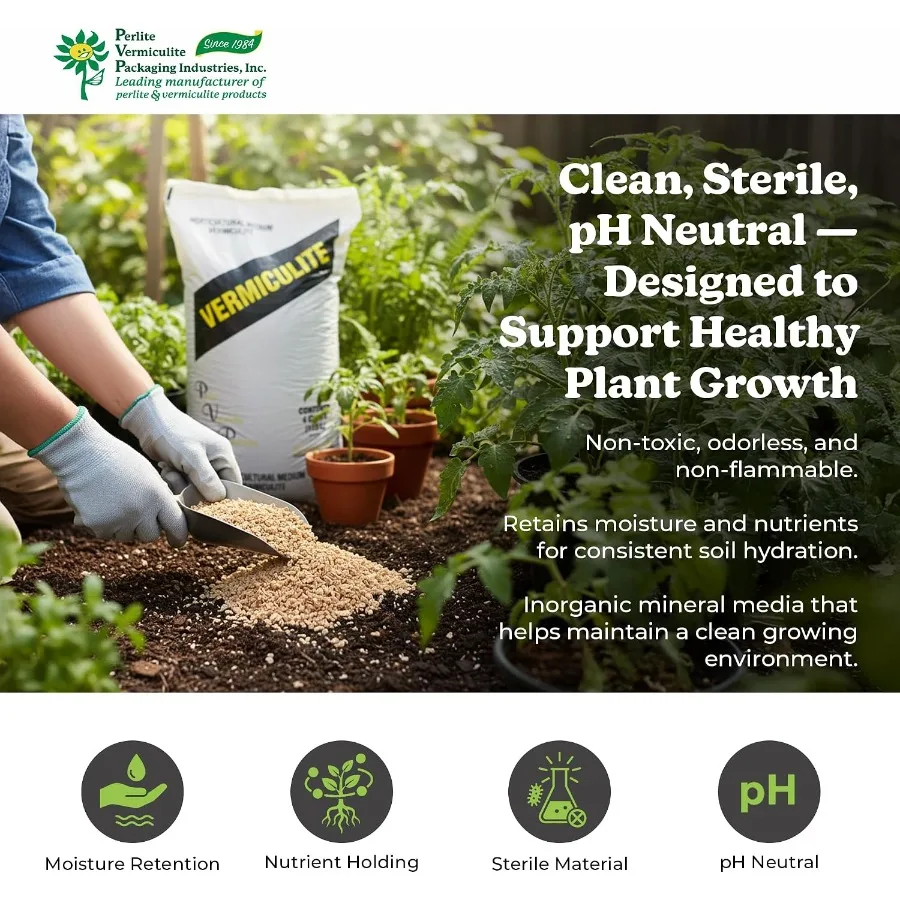 Industries 4 Cubic Feet of Medium Vermiculite - Professional Grade Soil Conditioner and Additive for Seed Germination, Rooting,