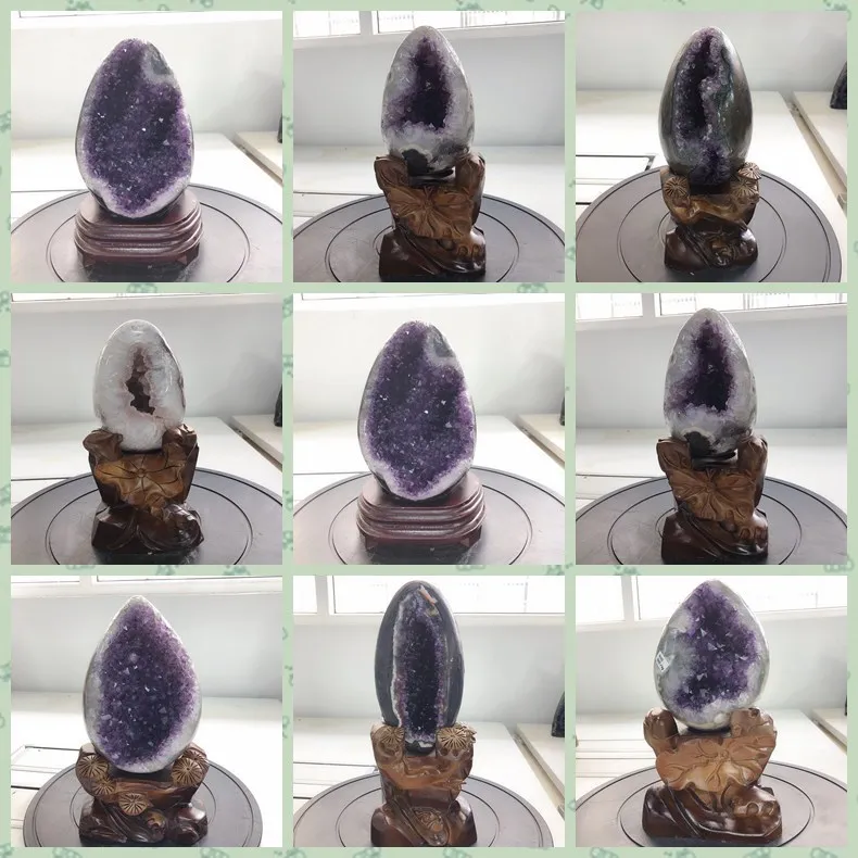 2021 new dinosaur egg decorative small ornament amethyst basin polished amethyst hole amethyst ornament