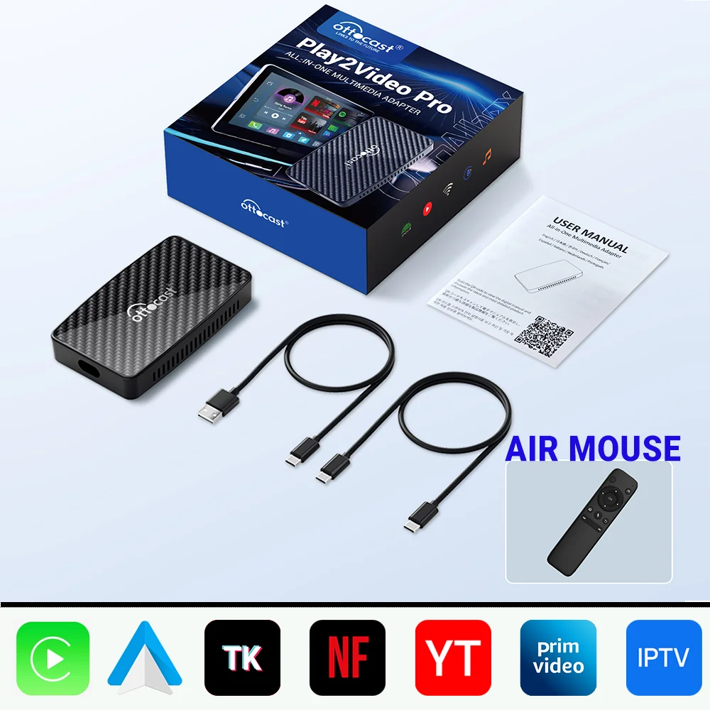 OTTOCAST Play2Video Pro Wireless CarPlay Android Auto Adapter for