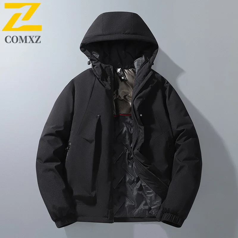 

Winter New Men's Cotton Jacket Lined Graphene Thermal Design Hooded Windproof Parka Coat Winter Windproof Thermal Trench Jacket