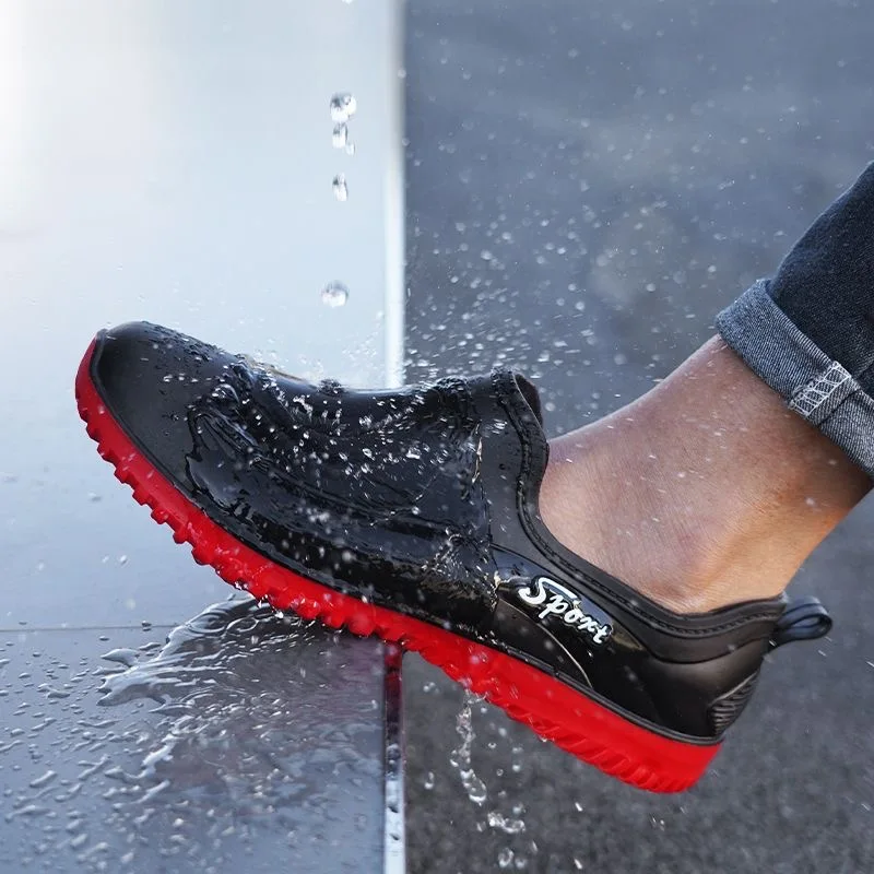 Einfacher Stil, Outdoor, Arbeit, Pendeln, Angeln, Küche, rutschfest, wasserdicht, Herren, flache Sohle, hochwertige Gummistiefel, Regenstiefel – Detail 1
