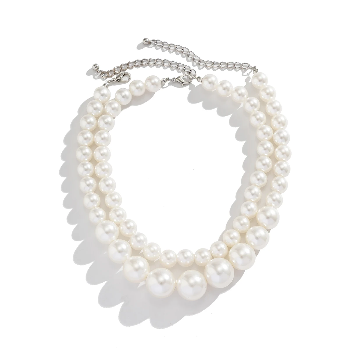 2 sztuk/zestaw luksusowe eleganckie duże imitacje pereł Choker naszyjnik dla kobiet przesadzone wielowarstwowe zroszony łańcuszek do kołnierzyka biżuteria ślubna — zdjęcie 6