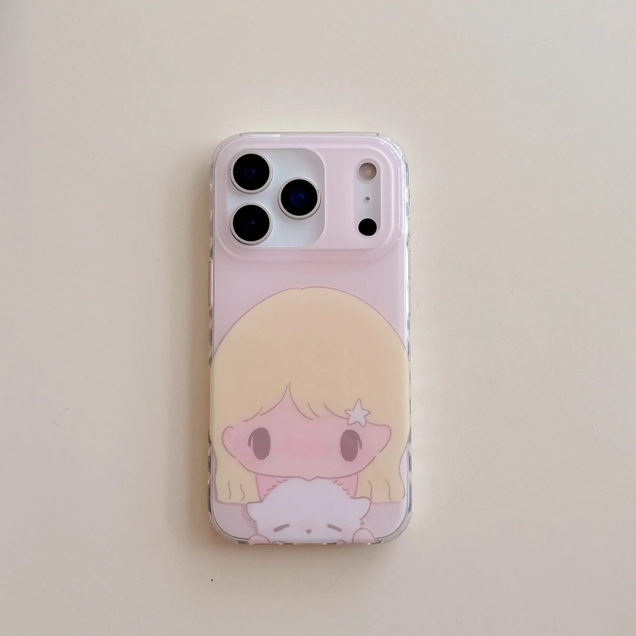 

Чехол для телефона Cute Cartoon Girl & Cat Pastel Pink Aesthetic Trendy Girly для iPhone 17, 16, 15, 14, 11, 12, 13 Pro Max Plus, задняя крышка