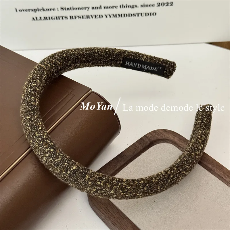 2025 Vintage Black Gray Hair Hoop Hairband for Women Girl Korean style Sweet Cute Fabric Sponge Headband Hair Accessories